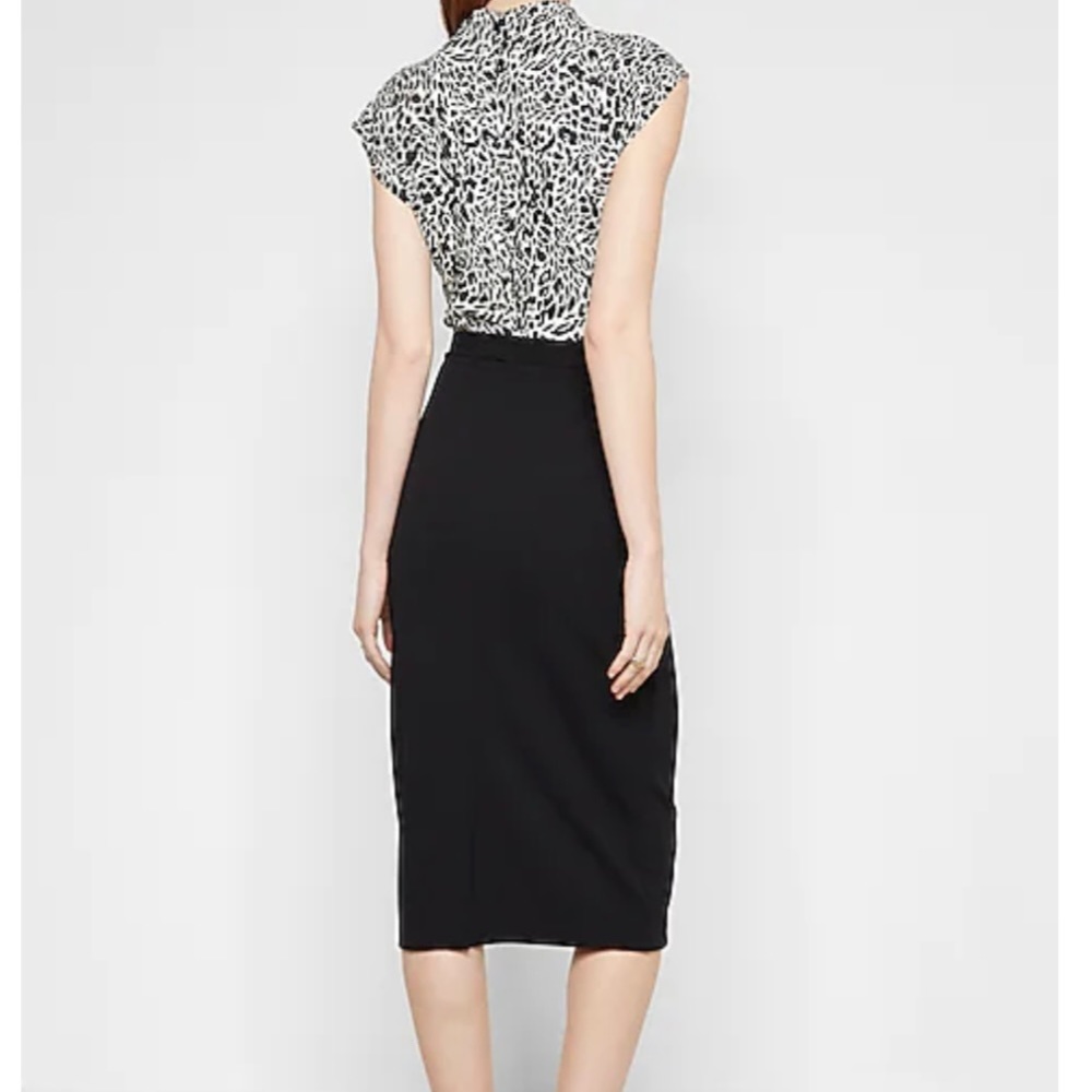 EXPRESS•Mock neck midi sheath dress